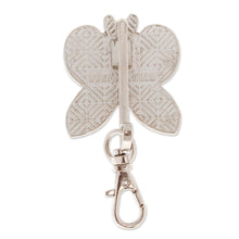 Load image into Gallery viewer, Butterfly-Themed Red and White Resin and Zamac Keychain - Fluttering in Romance | NOVICA