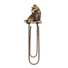 Load image into Gallery viewer, Antique-Finished Dog-Shaped Golden Zamac Metal Clip Bookmark - Loyal Glory | NOVICA