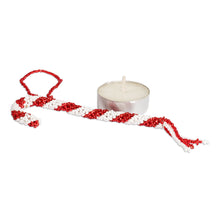 Load image into Gallery viewer, Pair of Glass Beaded Candy Cane-Themed Christmas Ornaments - Candy Cane Duo | NOVICA