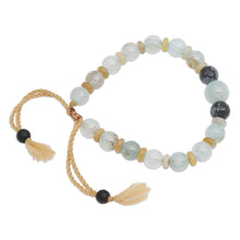 Load image into Gallery viewer, Bohemian Adjustable Multi-Gemstone Beaded Bracelet from Bali - Clear Waves | NOVICA