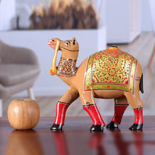Load image into Gallery viewer, Traditional Hand-Painted Kadam Wood Camel Sculpture - Desert Majesty | NOVICA