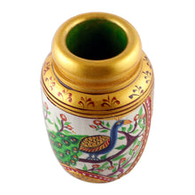Load image into Gallery viewer, Classic Peacock-Themed Golden Kadam Wood Pen Holder - Glimpse into Paradise | NOVICA