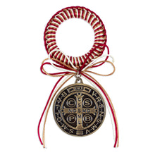 Load image into Gallery viewer, Red and Honey Zamac Metal Saint Benedict Door Knob Hanger - Saint Benedict Gate | NOVICA