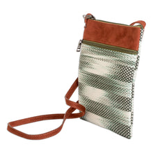 Load image into Gallery viewer, Faux Leather-Accented Cotton Sling Bag in Forest Green Hues - Forest Beauty | NOVICA