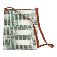 Load image into Gallery viewer, Faux Leather-Accented Cotton Sling Bag in Forest Green Hues - Forest Beauty | NOVICA