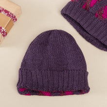 Load image into Gallery viewer, Cable Knit Alpaca Blend Hat in Fuchsia and Purple Hues - Braided Fuchsia | NOVICA