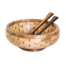 Load image into Gallery viewer, Eco-Friendly Reclaimed Wood Salad Bowl and Two Spoon Set - Exquisite Delights | NOVICA