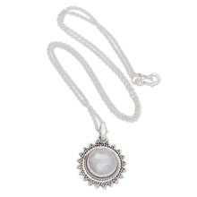 Load image into Gallery viewer, Sun-Themed Natural Rainbow Moonstone Pendant Necklace - Sunday Moon | NOVICA