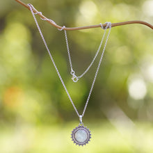 Load image into Gallery viewer, Sun-Themed Natural Rainbow Moonstone Pendant Necklace - Sunday Moon | NOVICA