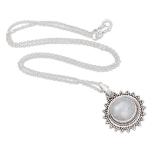 Load image into Gallery viewer, Sun-Themed Natural Rainbow Moonstone Pendant Necklace - Sunday Moon | NOVICA