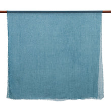 Load image into Gallery viewer, Set of 2 Handwoven Soft Sky Blue and Teal Scarves - Teal Winds | NOVICA
