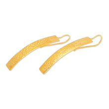 Load image into Gallery viewer, Modern Hammered 18k Gold-Plated Brass Bar Drop Earrings - Glorious Textures | NOVICA