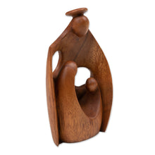 Load image into Gallery viewer, Semi-Abstract Angel-Themed Suar Wood Sculpture of Family - Happiest Mother | NOVICA