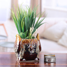 Load image into Gallery viewer, Owl-Shaped Ceramic Flower Pot in Brown Hues - Mystic Owl | NOVICA