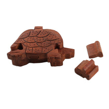Load image into Gallery viewer, Hand-Carved Turtle-Shaped Mango Wood Puzzle Box from India - Turtle Mystery | NOVICA