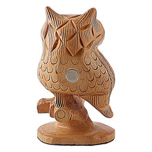 Load image into Gallery viewer, Hand-Carved Owl-Shaped Kadam Wood Magnet from India - Wooden Wisdom | NOVICA