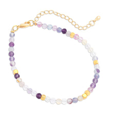 Load image into Gallery viewer, 18k Gold-Accented Brass and Fluorite Beaded Bracelet - Enchanted Gold | NOVICA