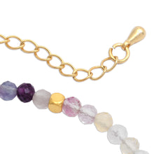 Load image into Gallery viewer, 18k Gold-Accented Brass and Fluorite Beaded Bracelet - Enchanted Gold | NOVICA