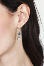 Load image into Gallery viewer, One-Carat Topaz and White Pearl Dangle Earrings from Bali - Ocean Waters | NOVICA