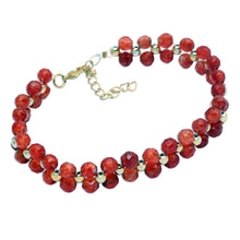 Load image into Gallery viewer, Gold-Accented Adjustable Carnelian Beaded Wristband Bracelet - Fire Splendor | NOVICA