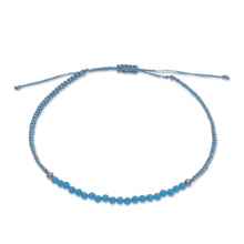 Load image into Gallery viewer, Reconstituted Turquoise Beaded Macrame Pendant Bracelet - Sky Delicacy | NOVICA
