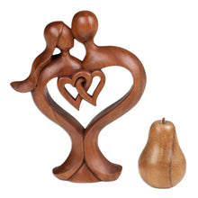 Load image into Gallery viewer, Fair Trade Handmade Romantic Suar Wood Sculpture from Bali - Forever in Love | NOVICA