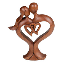Load image into Gallery viewer, Fair Trade Handmade Romantic Suar Wood Sculpture from Bali - Forever in Love | NOVICA