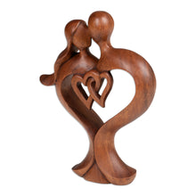 Load image into Gallery viewer, Fair Trade Handmade Romantic Suar Wood Sculpture from Bali - Forever in Love | NOVICA