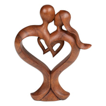 Load image into Gallery viewer, Fair Trade Handmade Romantic Suar Wood Sculpture from Bali - Forever in Love | NOVICA