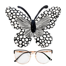 Load image into Gallery viewer, Speckled Butterfly-Shaped Steel Wall Art in Black and White - Flutter in the Moonlight | NOVICA