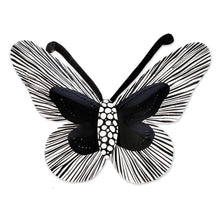Load image into Gallery viewer, Black and White Butterfly Steel Wall Art from El Salvador - Flutter in the Shadows | NOVICA