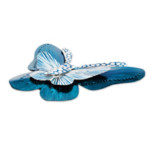 Load image into Gallery viewer, Hand-Painted Butterfly-Shaped Turquoise Blue Steel Wall Art - Flutter in the Sky | NOVICA