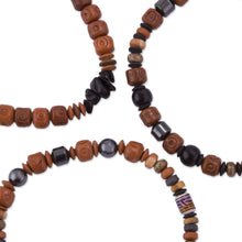 Load image into Gallery viewer, Onyx and Hematite Ceramic Beaded Stretch Bracelet from Peru - Andean Spirit | NOVICA