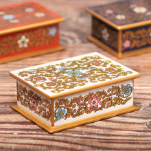 Load image into Gallery viewer, Reverse Painted Glass Floral Decorative Box from Peru - Fancy Florals | NOVICA