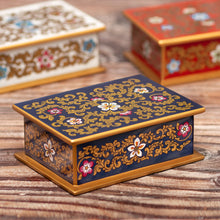 Load image into Gallery viewer, Reverse Painted Glass Floral Decorative Box from Peru - Fancy Florals | NOVICA