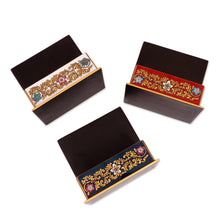 Load image into Gallery viewer, Reverse Painted Glass Floral Decorative Box from Peru - Fancy Florals | NOVICA