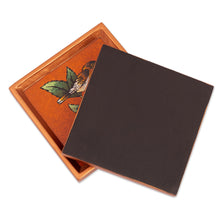 Load image into Gallery viewer, Pair of Reverse Painted Glass Bird Coasters - Sweet Songbird | NOVICA