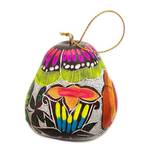 Load image into Gallery viewer, Spring-Themed Andean-Made Hand-Painted Dried Gourd Ornament - Harmonious Garden | NOVICA