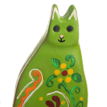 Load image into Gallery viewer, Vibrant Floral Ceramic Cat Statuette from Peru - Guardian Kitten | NOVICA