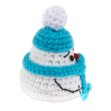 Load image into Gallery viewer, Crocheted Christmas Decorative Accent with Snowman Motif - Cute Snowman | NOVICA
