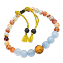 Load image into Gallery viewer, Balinese Artisan-Made Aquamarine and Tiger's Eye Bracelet - Inner Earth | NOVICA