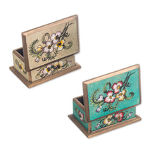 Load image into Gallery viewer, 2 Floral-Themed Reverse Painted Glass Decorative Boxes - Petite Garden | NOVICA