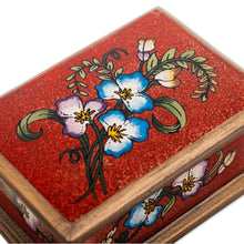 Load image into Gallery viewer, 2 Red and Blue Reverse Painted Glass Floral Decorative Boxes - Precious Garden | NOVICA