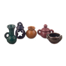 Load image into Gallery viewer, 5 Hand-Painted Andean Vase-Inspired Ceramic Mini Figurines - At the Market | NOVICA