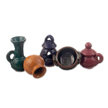Load image into Gallery viewer, 5 Hand-Painted Andean Vase-Inspired Ceramic Mini Figurines - At the Market | NOVICA