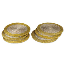 Load image into Gallery viewer, Set of 6 Round Golden Natural Sabai Grass Fiber Placemats - Golden Banquet | NOVICA