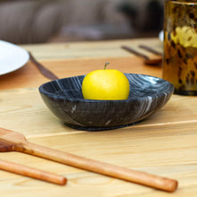 Load image into Gallery viewer, Minimalist Hand-Carved Oval Dark Grey Marble Snack Plate - Earthy Magnificence | NOVICA