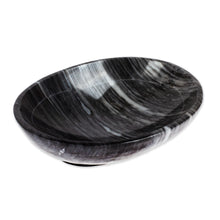 Load image into Gallery viewer, Minimalist Hand-Carved Oval Dark Grey Marble Snack Plate - Earthy Magnificence | NOVICA