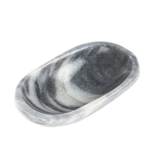 Load image into Gallery viewer, Grey and White Natural Marble Catchall Hand-Carved in Mexico - Grey Finesse | NOVICA
