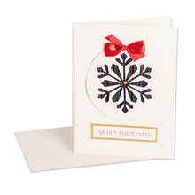 Load image into Gallery viewer, Handmade Red Ribbon Snowflake-Themed Christmas Greeting Card - Festive Tenderness | NOVICA